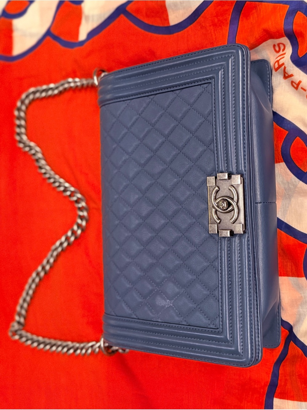 CHANEL Boy New Medium Blue